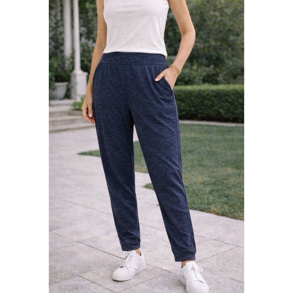 Uniqlo Athleisure Jogger Pants Size Large Blue Stretch Pull On Casual Pockets